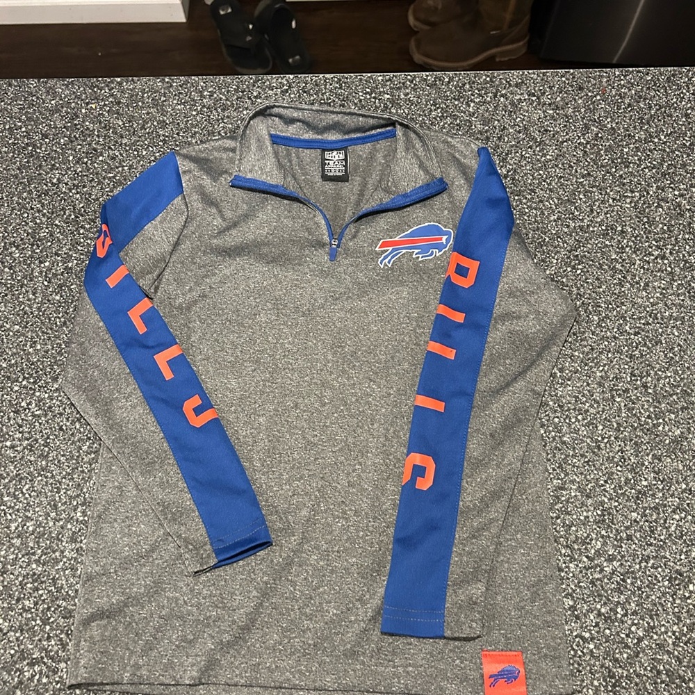 NFL Buffalo Bills Gray and Blue Quarter-Zip Pullover